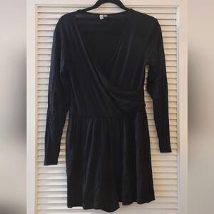 ASOS -  Black Long Sleeve Wrap Front Romper